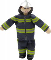 Feuerwehrfrau braune Haare - kleine Biegepuppe