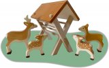 Rehe bei der Futterkrippe