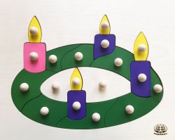 Adventkranz grün, Kerzen lila